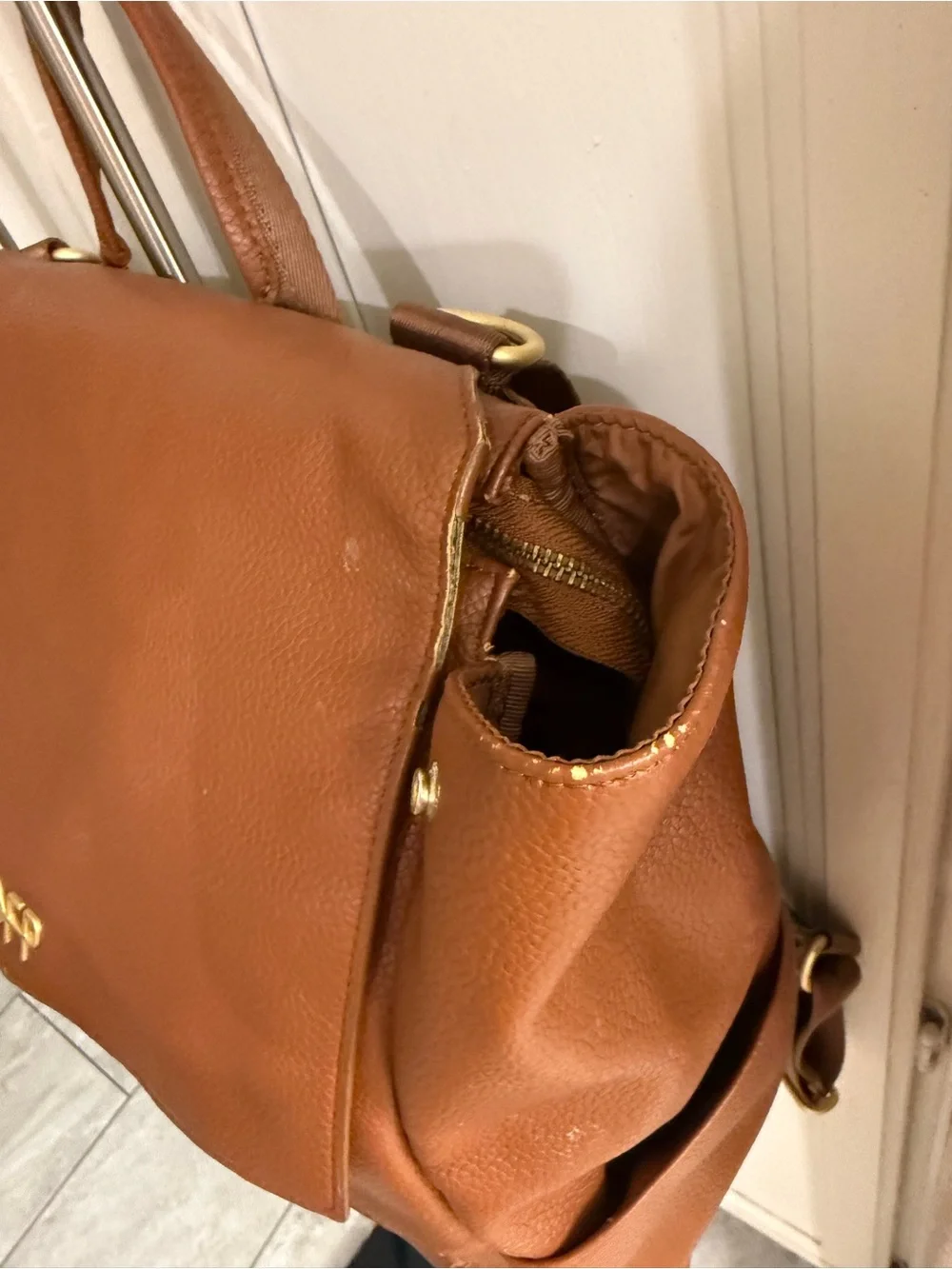 Freshly Picked Classic Cognac Diaper Bag Backpack Brown